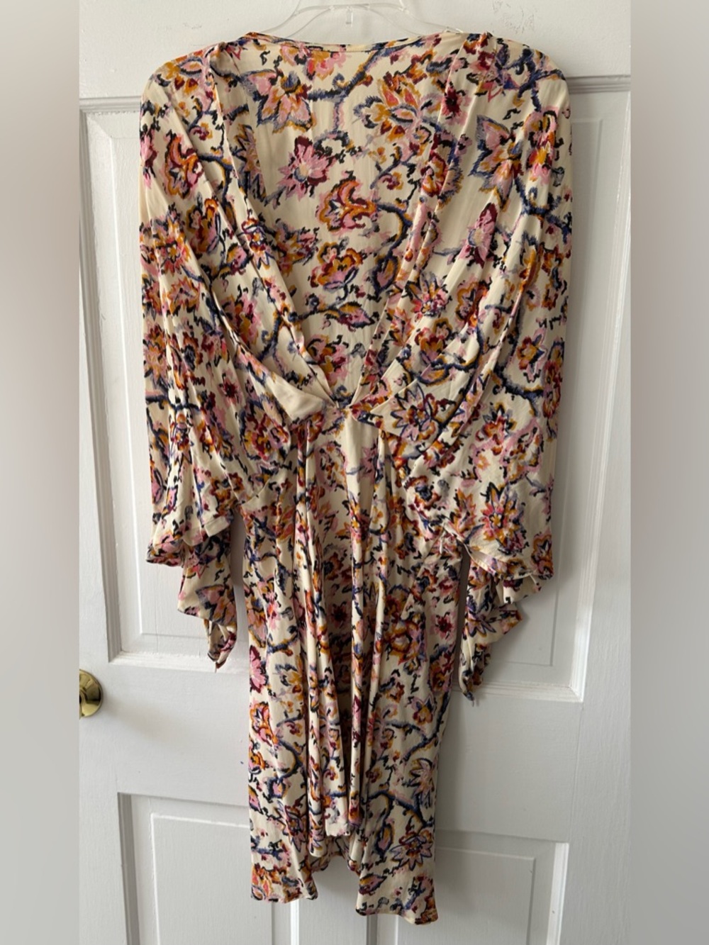 Elegant Boho Floral Dress Cream Multicolor Ruffle Sleeve Trovata Berenice Paris